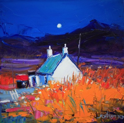 Croft in the gloaming Ben More Mull 12x12